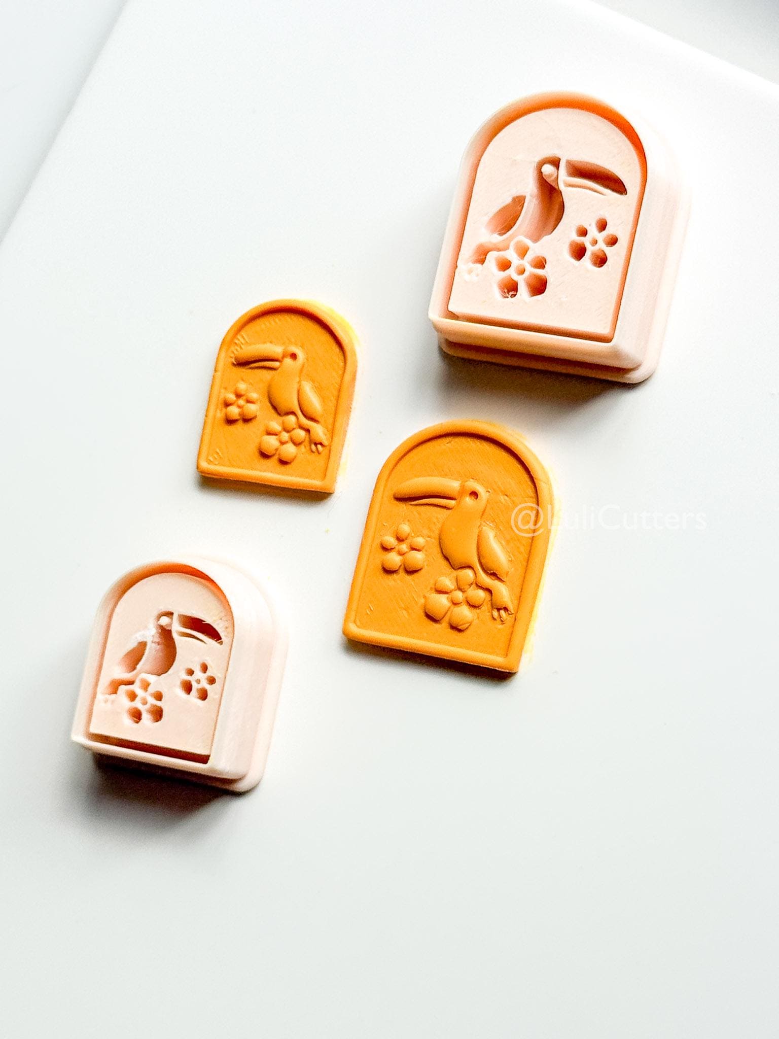 Emboss Toucan Cutter: Bird with Flowers in Frame for Polymer Clay