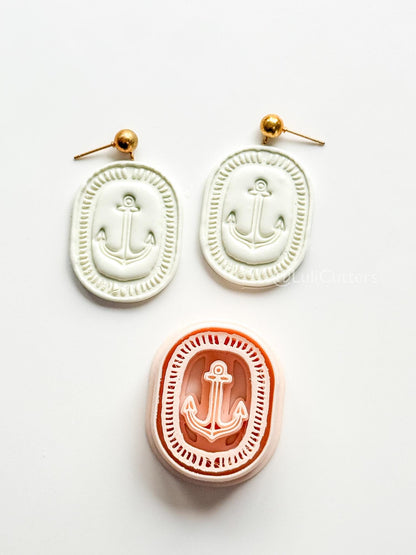 Oval Anchor Cutter: Marine Design with Decorative Border for Polymer Clay