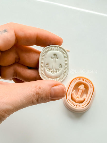 Oval Anchor Cutter: Marine Design with Decorative Border for Polymer Clay
