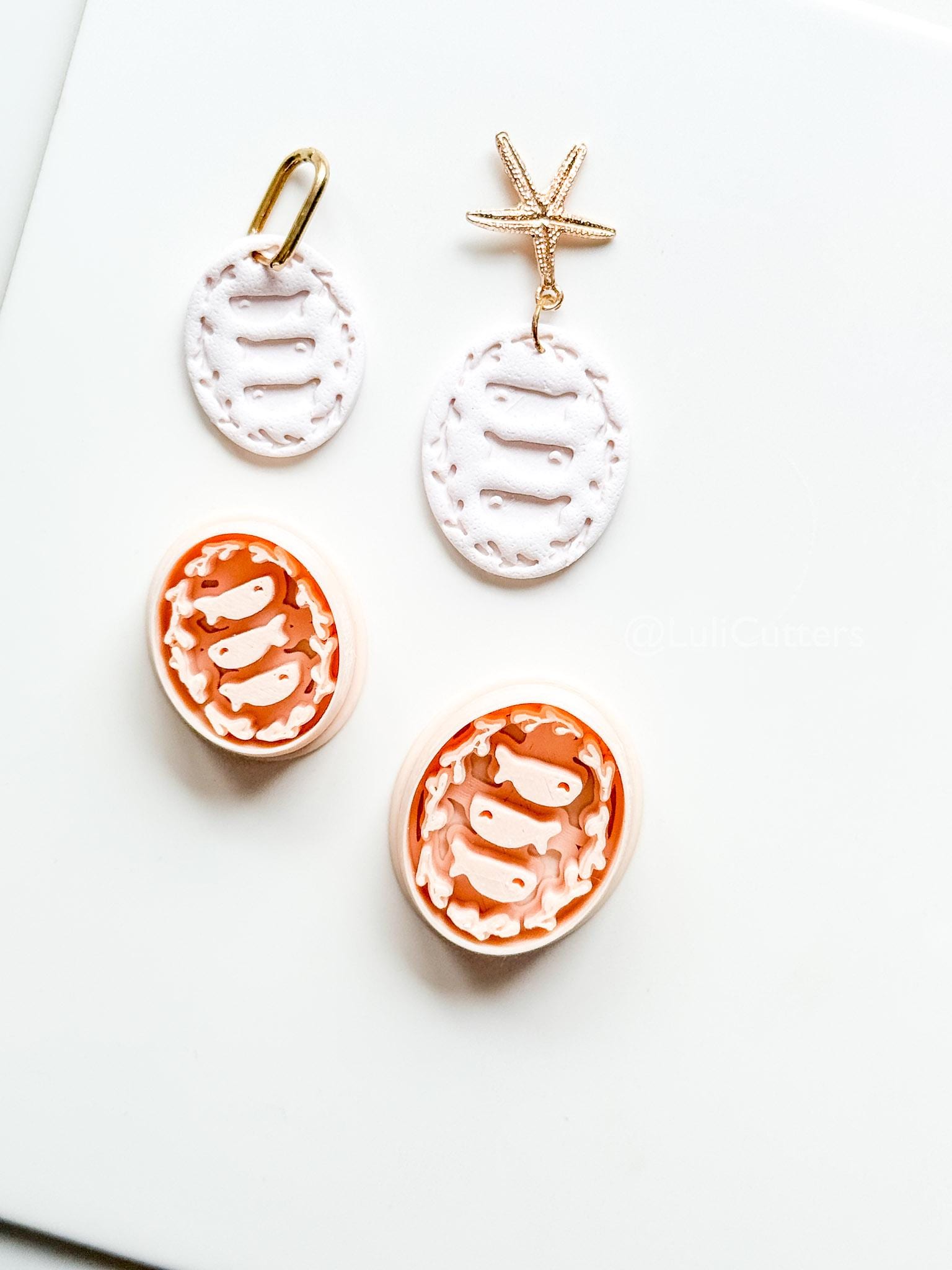 Fish Trio with Corals Cutter: Ocean Impression for Polymer Clay