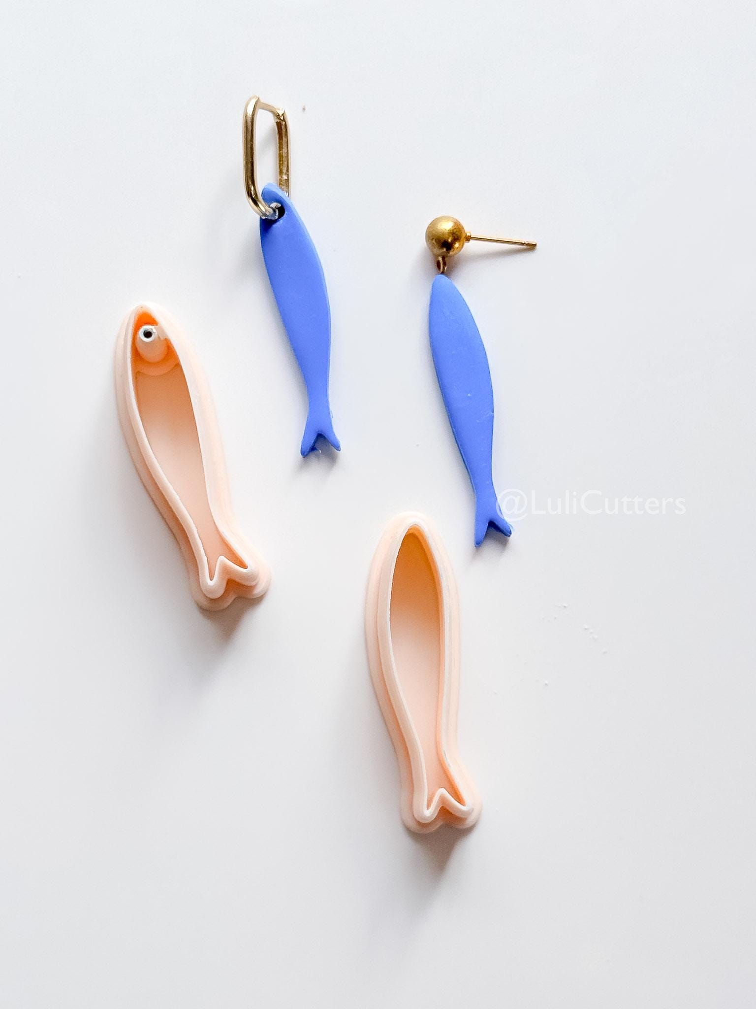 Minimal Sardine Cutter | Ocean Fish Earring Shape for Polymer Clay