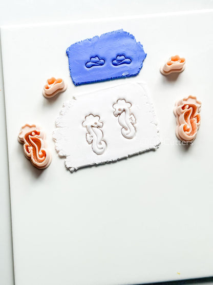 Cowboy Seahorse Cutter Set | Ocean Western Earring Shape for Polymer Clay
