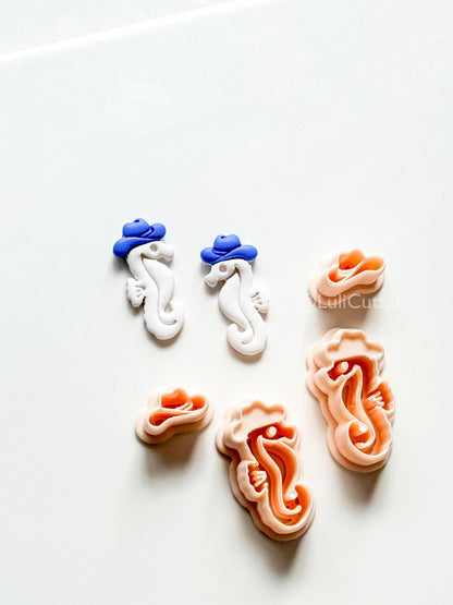 Cowboy Seahorse Cutter Set | Ocean Western Earring Shape for Polymer Clay