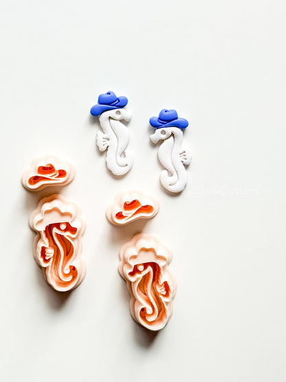 Cowboy Seahorse Cutter Set | Ocean Western Earring Shape for Polymer Clay