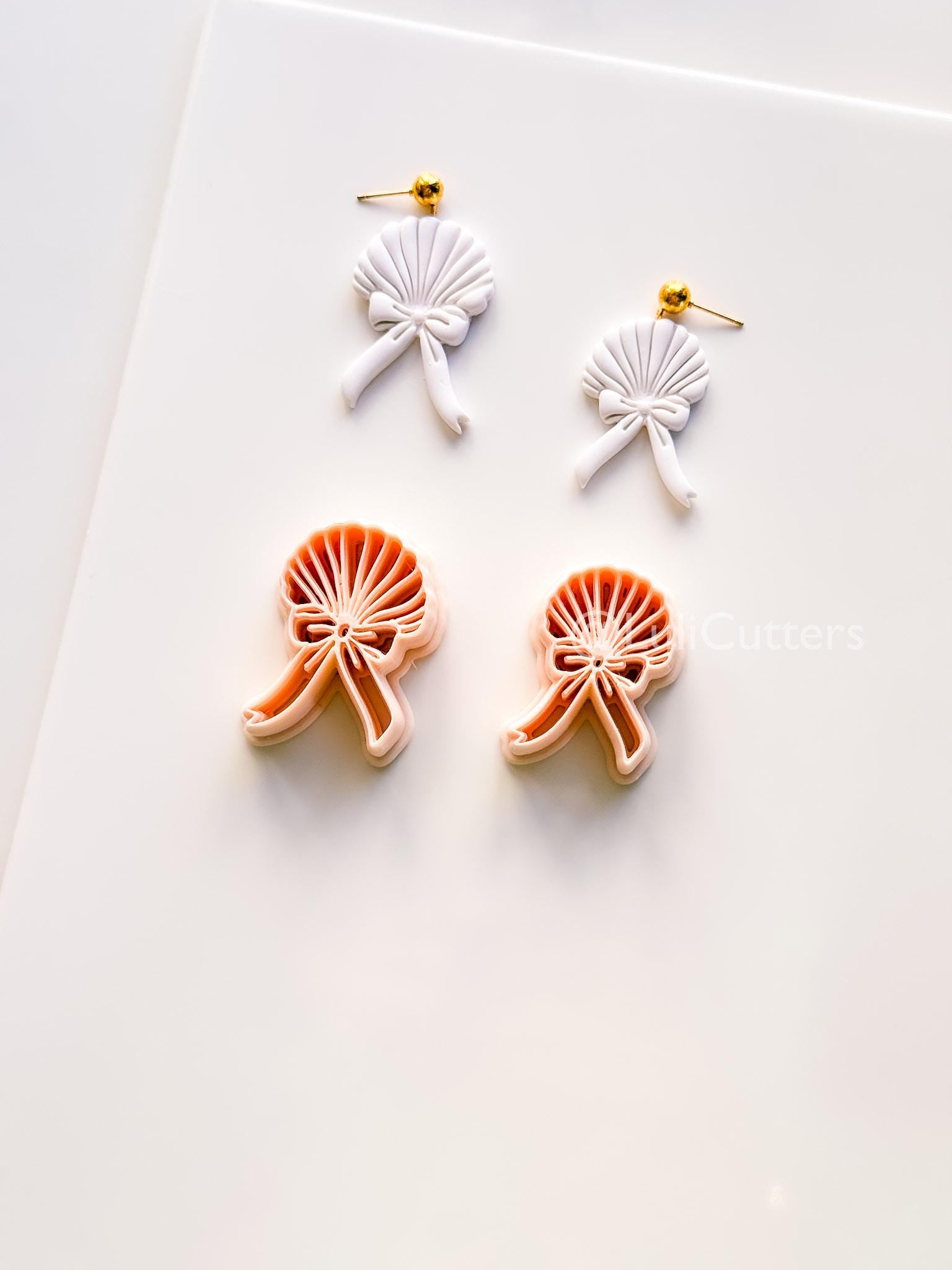 The Sweetheart Shell Cutter: Ribbon-Tied Seashell Shape for Polymer Clay