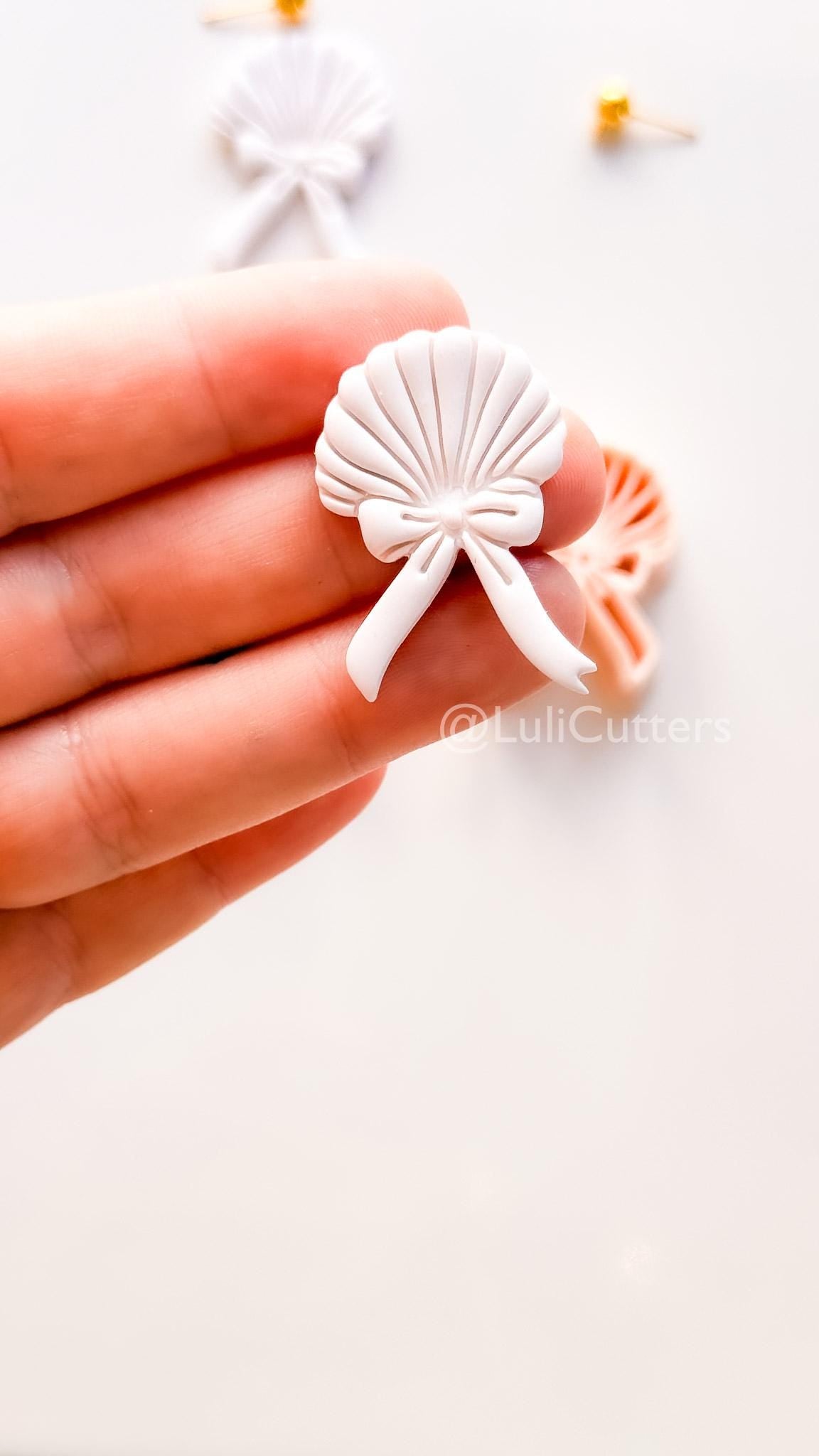 The Sweetheart Shell Cutter: Ribbon-Tied Seashell Shape for Polymer Clay