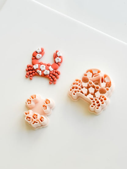 Layered Floral Crab Cutter: Intricate Flower Pattern for Polymer Clay