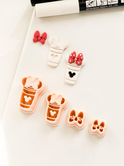 Mouse Lover Coffee Cutter: Mice with Bow Cup Design for Polymer Clay