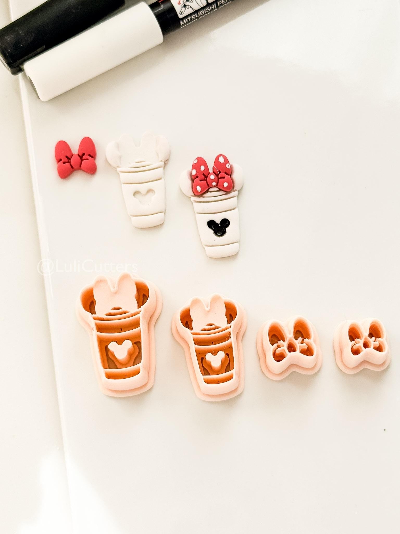 Mouse Lover Coffee Cutter: Mice with Bow Cup Design for Polymer Clay