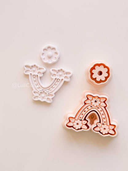 Rainbow Daisy Cutter: Floral Arch Shape for Polymer Clay