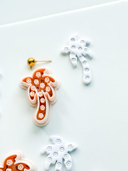 Floral Palm Tree Cutter: Flower Accented Frond Design for Polymer Clay