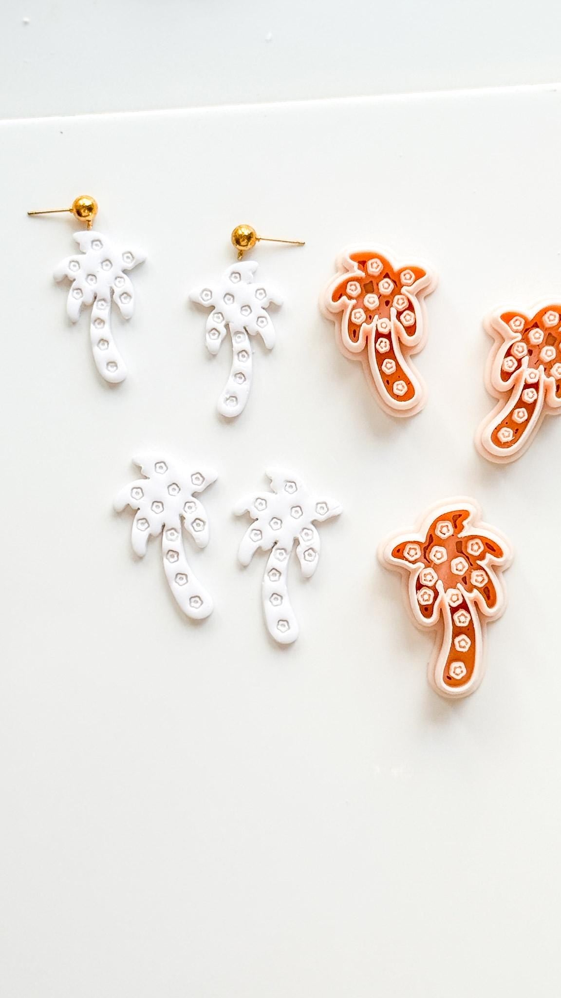 Floral Palm Tree Cutter: Flower Accented Frond Design for Polymer Clay