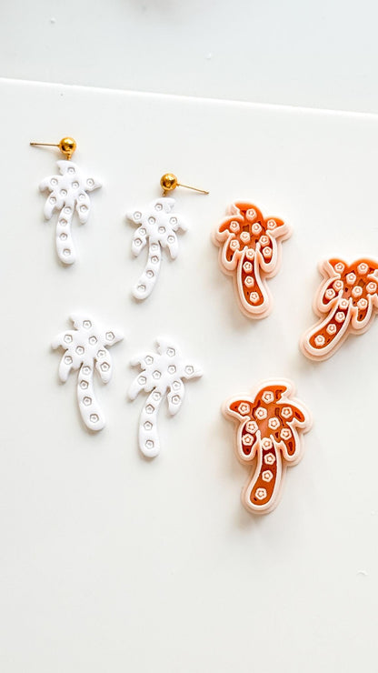 Floral Palm Tree Cutter: Flower Accented Frond Design for Polymer Clay