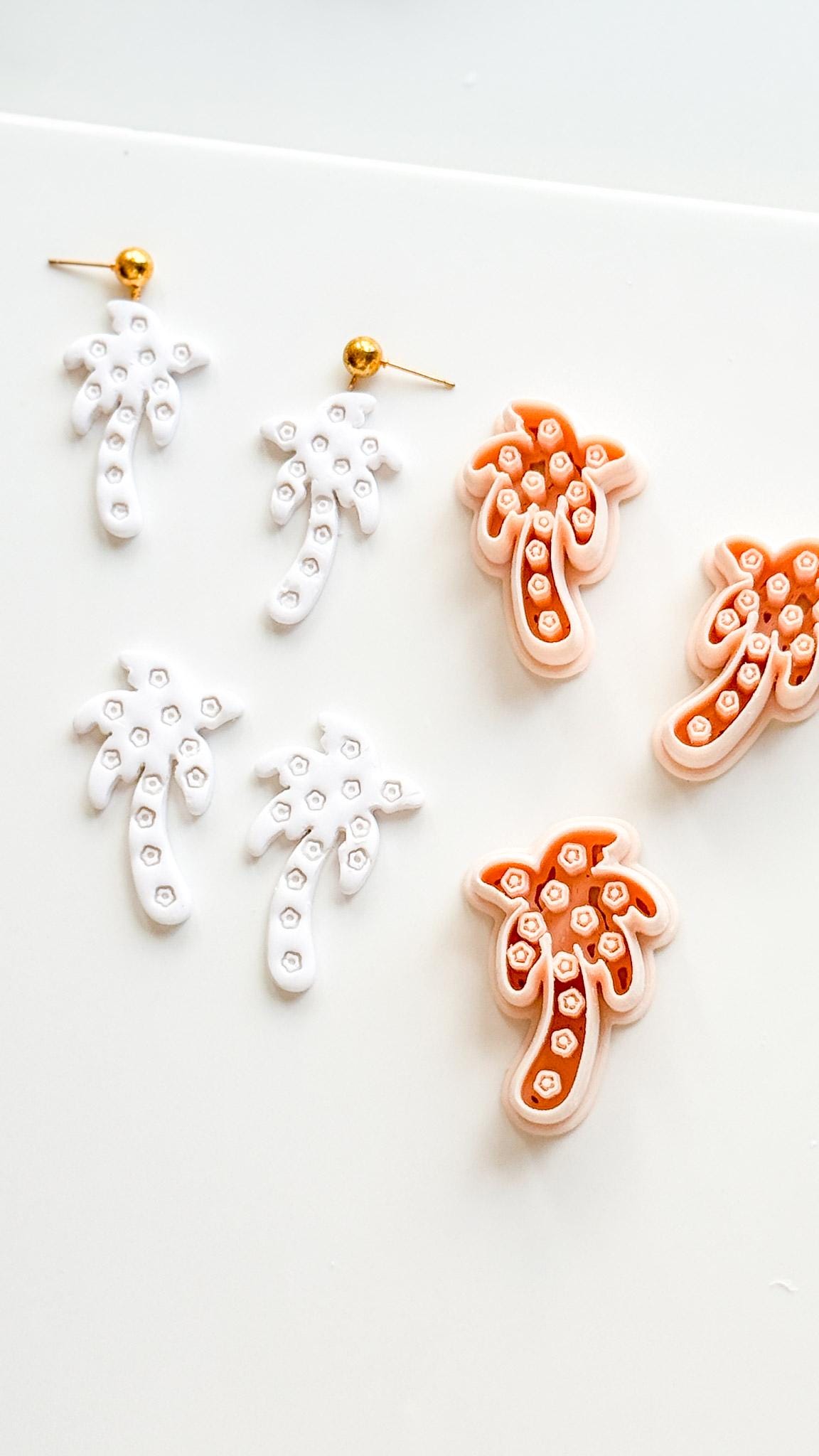 Floral Palm Tree Cutter: Flower Accented Frond Design for Polymer Clay
