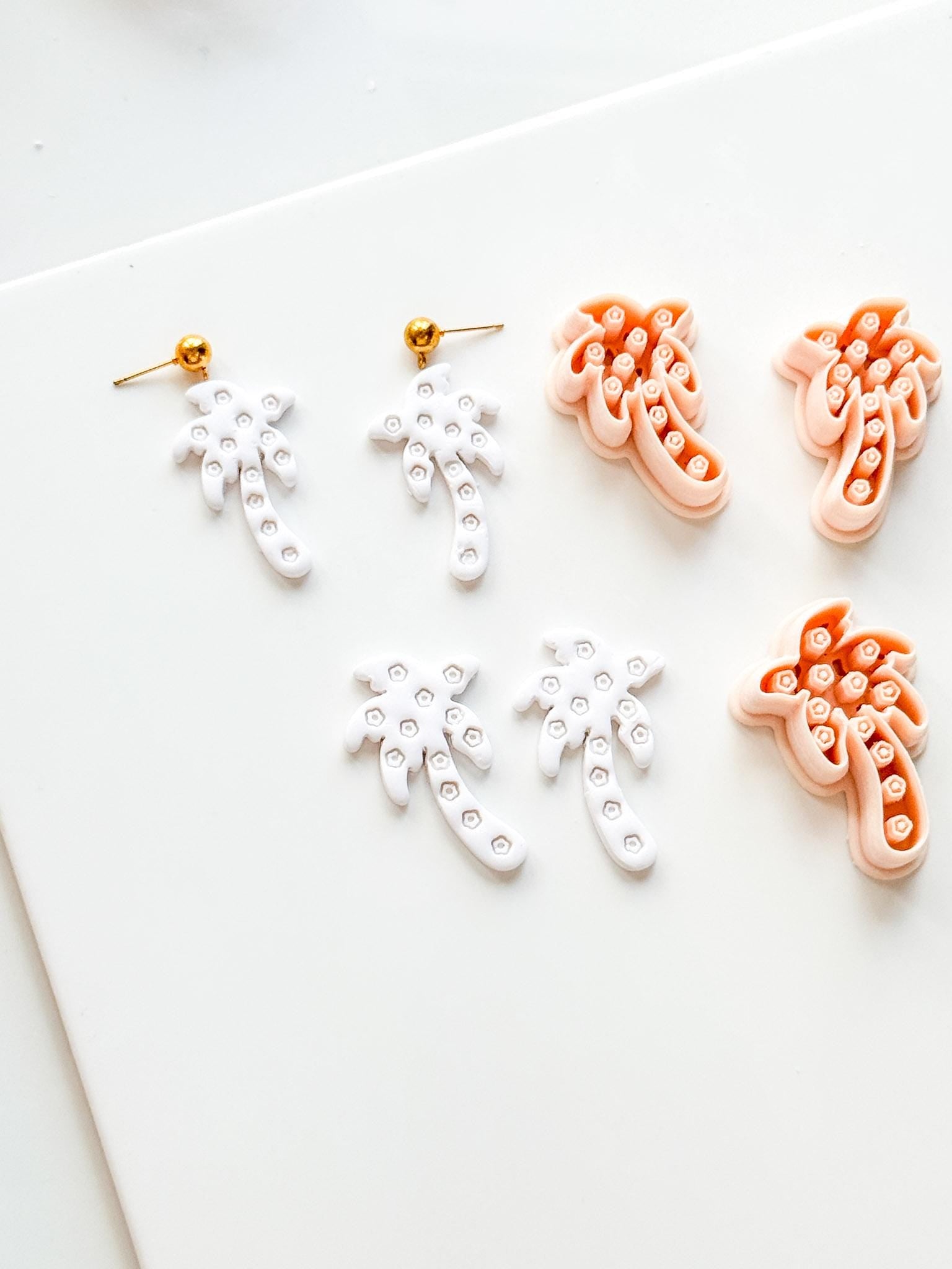 Floral Palm Tree Cutter: Flower Accented Frond Design for Polymer Clay