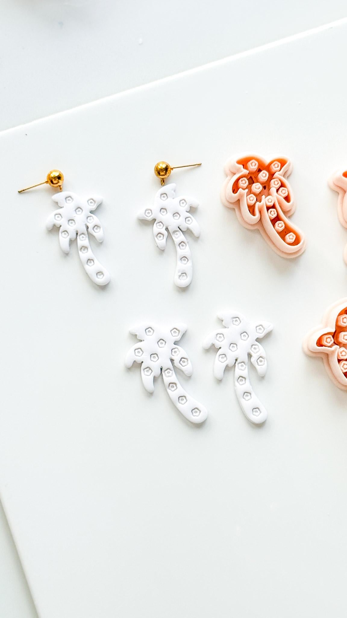 Floral Palm Tree Cutter: Flower Accented Frond Design for Polymer Clay