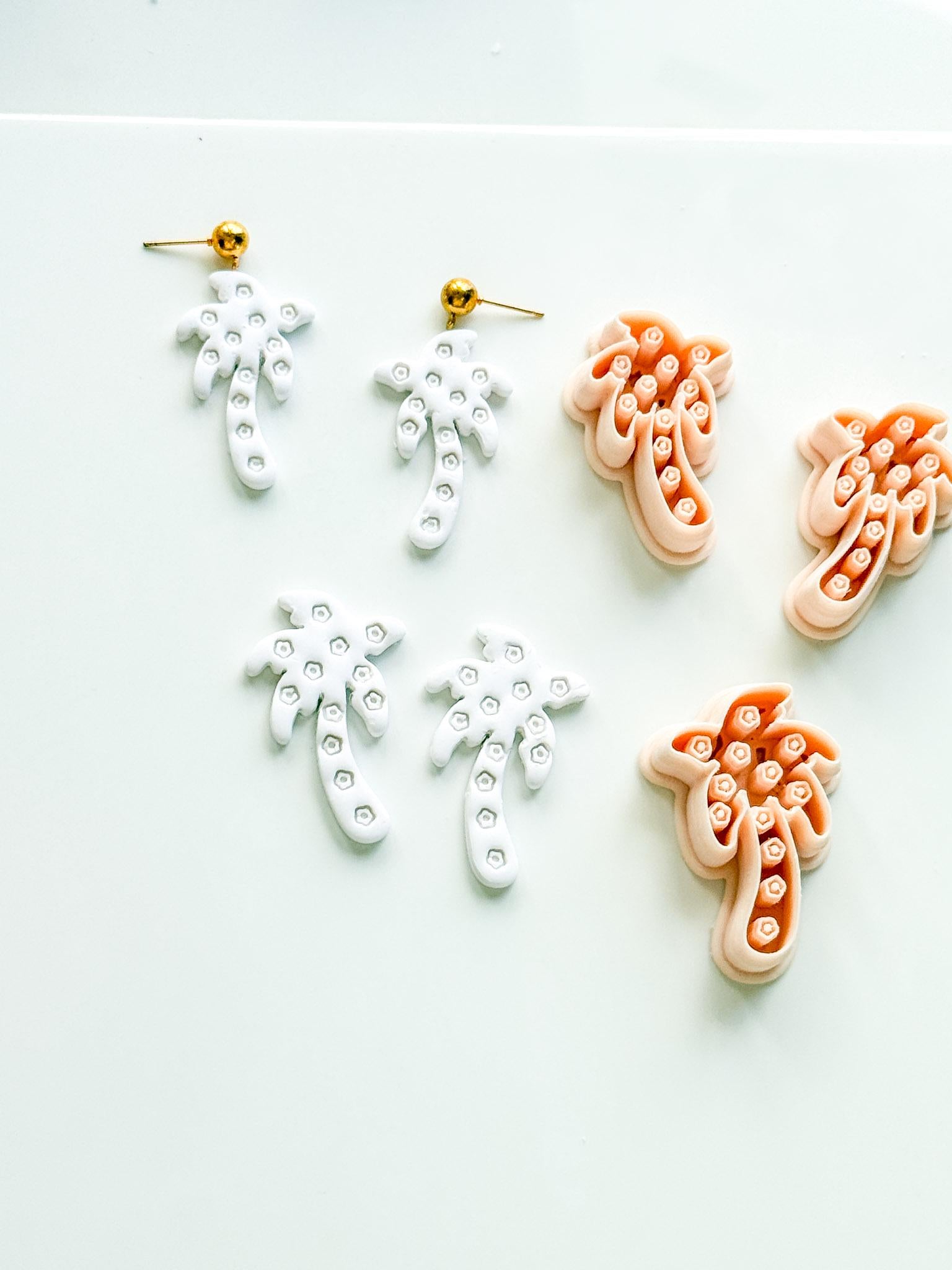Floral Palm Tree Cutter: Flower Accented Frond Design for Polymer Clay