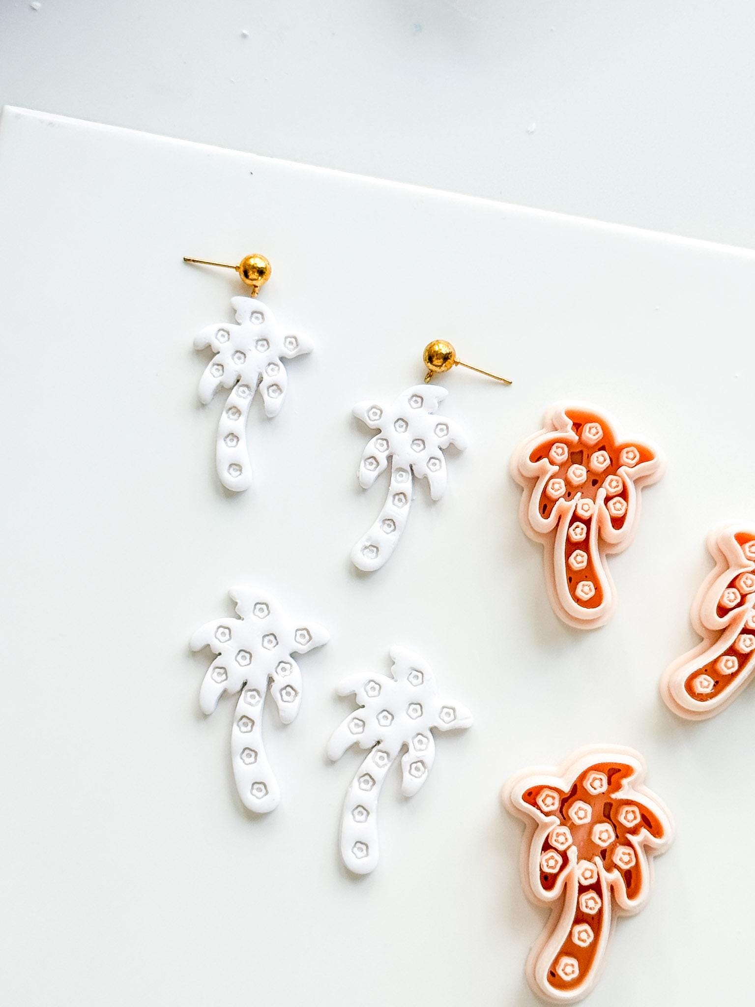 Floral Palm Tree Cutter: Flower Accented Frond Design for Polymer Clay
