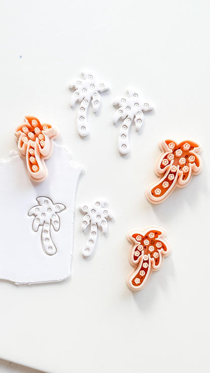 Floral Palm Tree Cutter: Flower Accented Frond Design for Polymer Clay