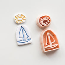 Sunset Boat Cutter: Sailboat on Ocean at Dusk Design for Polymer Clay