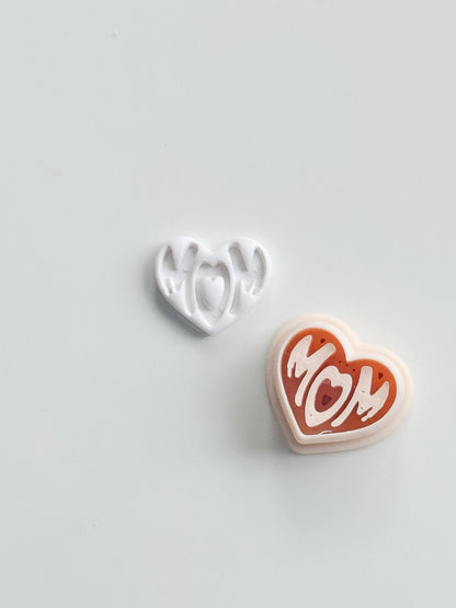 Basic Mom Stud Cutter: Heart-Shaped "MOM" Design for Polymer Clay