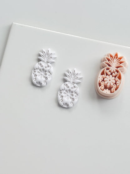 Floral Pineapple Cutter: Intricate Flower & Scroll Design for Polymer Clay