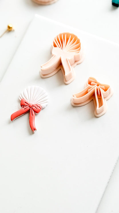 Layered Sweetheart Shell Cutter: Romantic Bow & Scallop Design for Polymer Clay