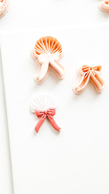 Layered Sweetheart Shell Cutter: Romantic Bow & Scallop Design for Polymer Clay