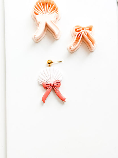 Layered Sweetheart Shell Cutter: Romantic Bow & Scallop Design for Polymer Clay
