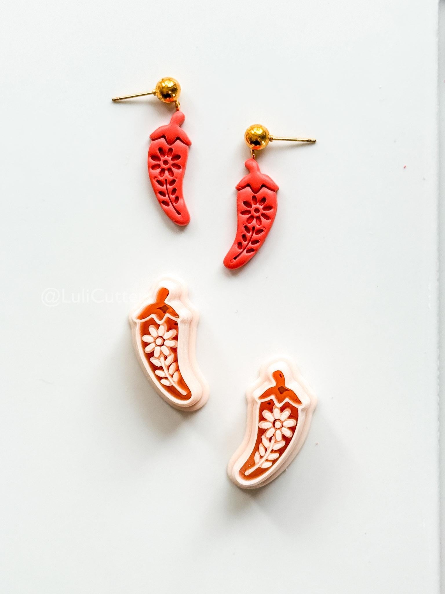 Spicy Floral Pepper Cutter: Decorative Chili Shape for Polymer Clay