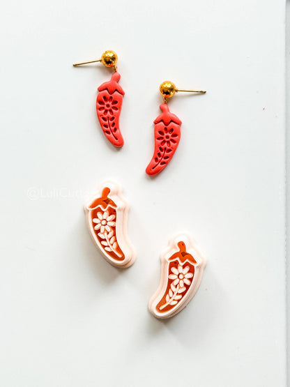 Spicy Floral Pepper Cutter: Decorative Chili Shape for Polymer Clay
