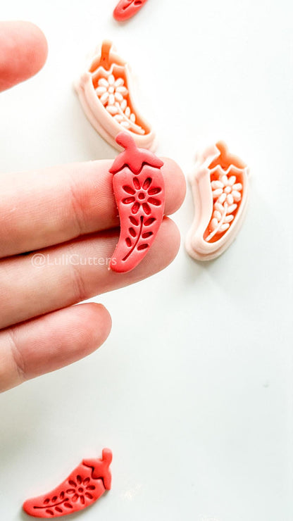 Spicy Floral Pepper Cutter: Decorative Chili Shape for Polymer Clay
