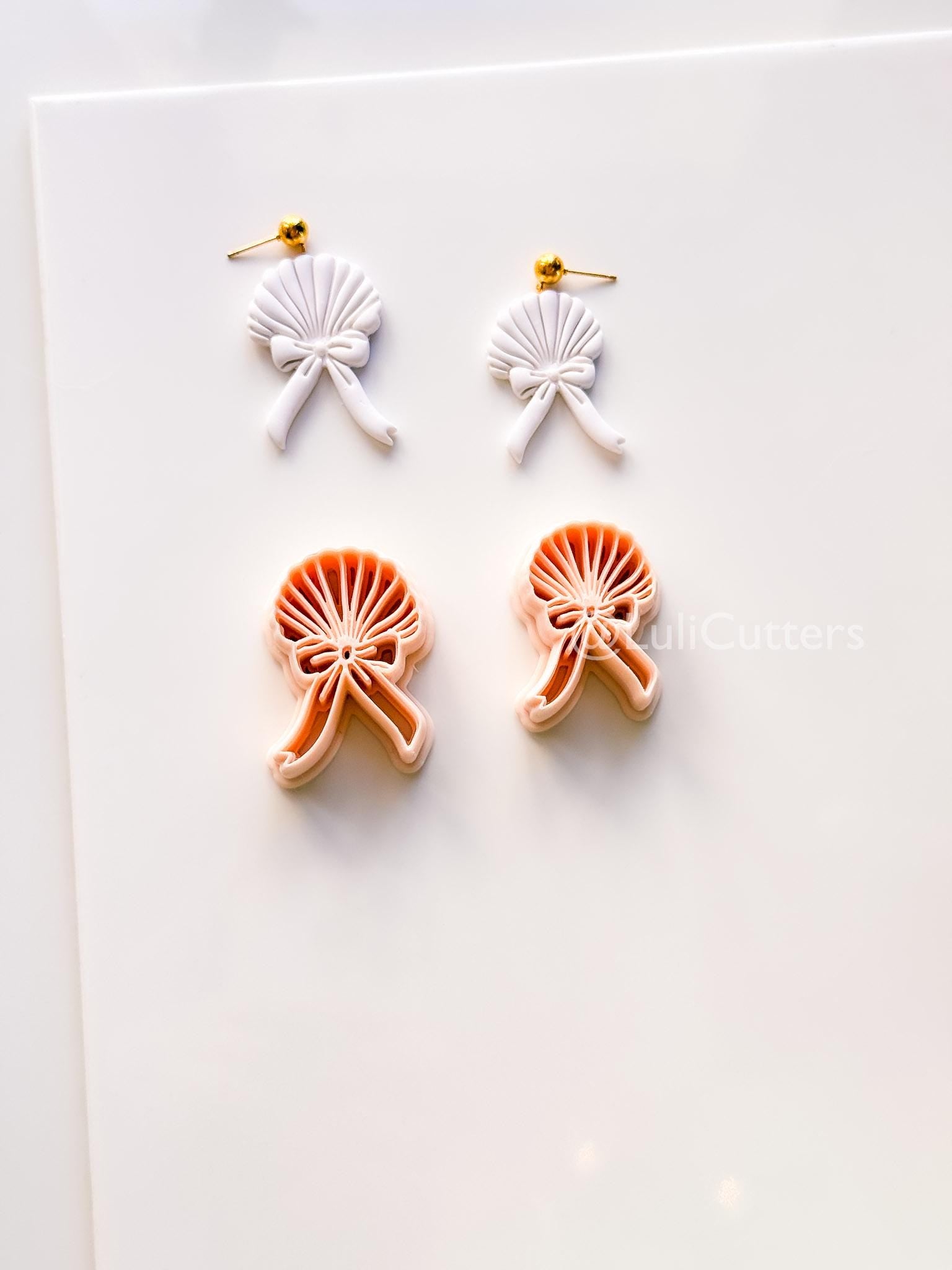 The Sweetheart Shell Cutter: Ribbon-Tied Seashell Shape for Polymer Clay