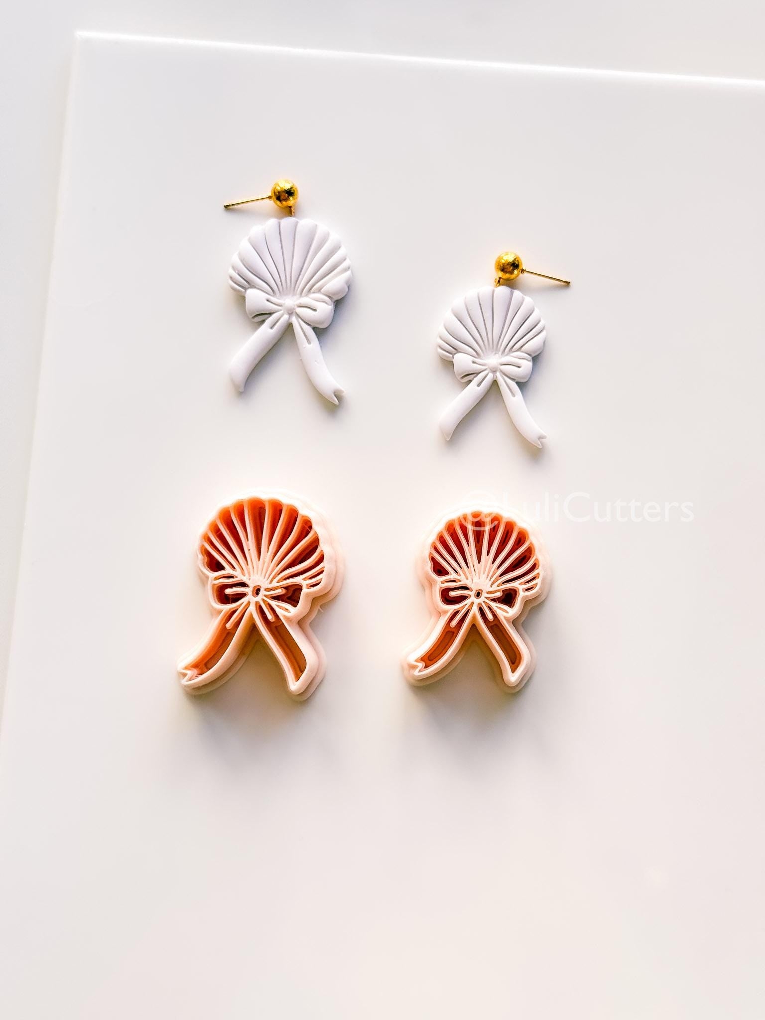 The Sweetheart Shell Cutter: Ribbon-Tied Seashell Shape for Polymer Clay