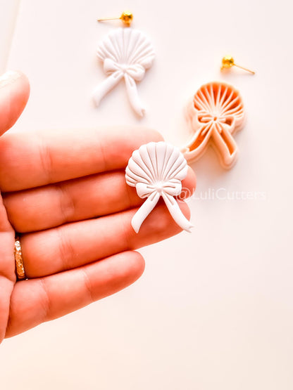 The Sweetheart Shell Cutter: Ribbon-Tied Seashell Shape for Polymer Clay