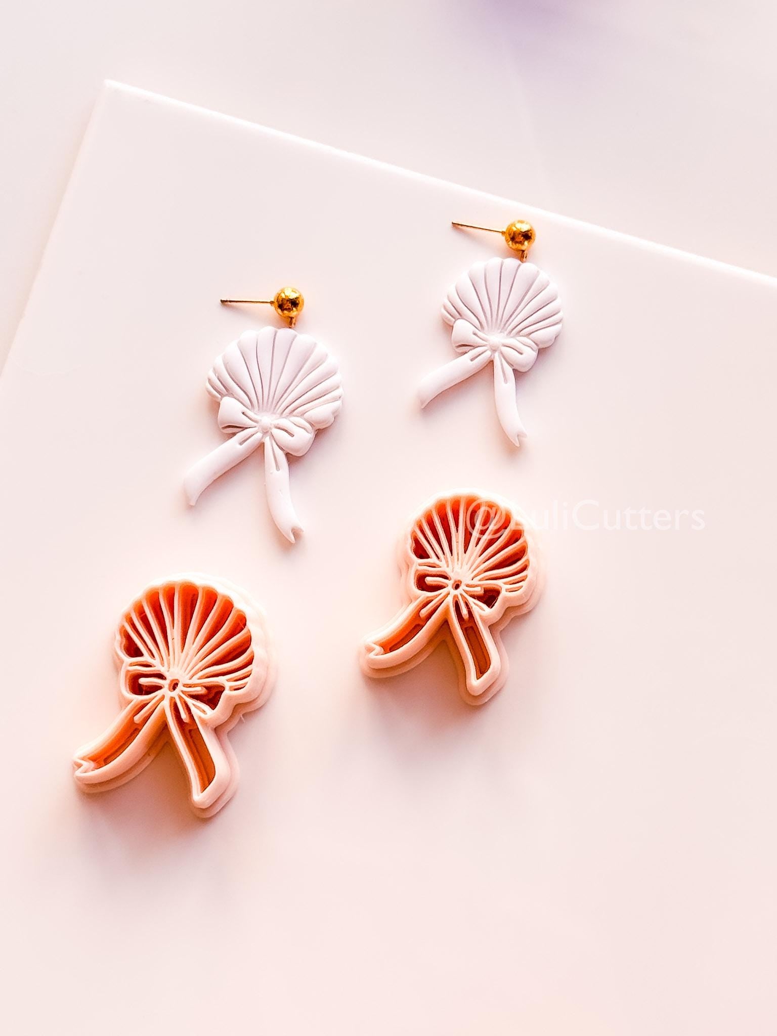 The Sweetheart Shell Cutter: Ribbon-Tied Seashell Shape for Polymer Clay