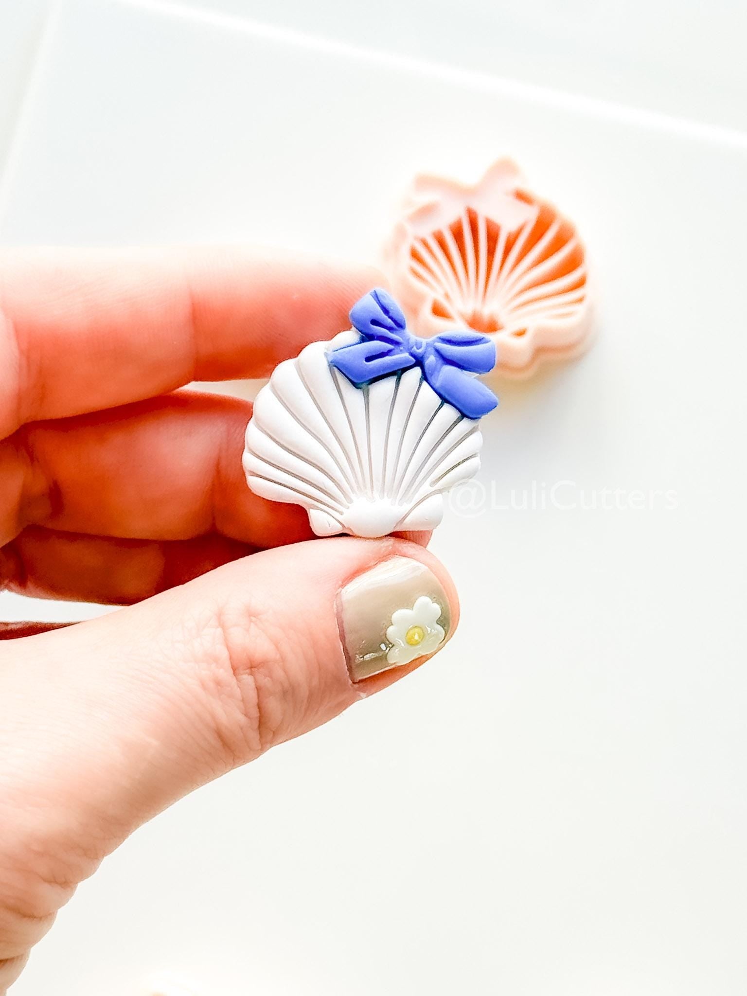 Layered Ocean Belle Cutter: Scallop Shell with Bow Design for Polymer Clay