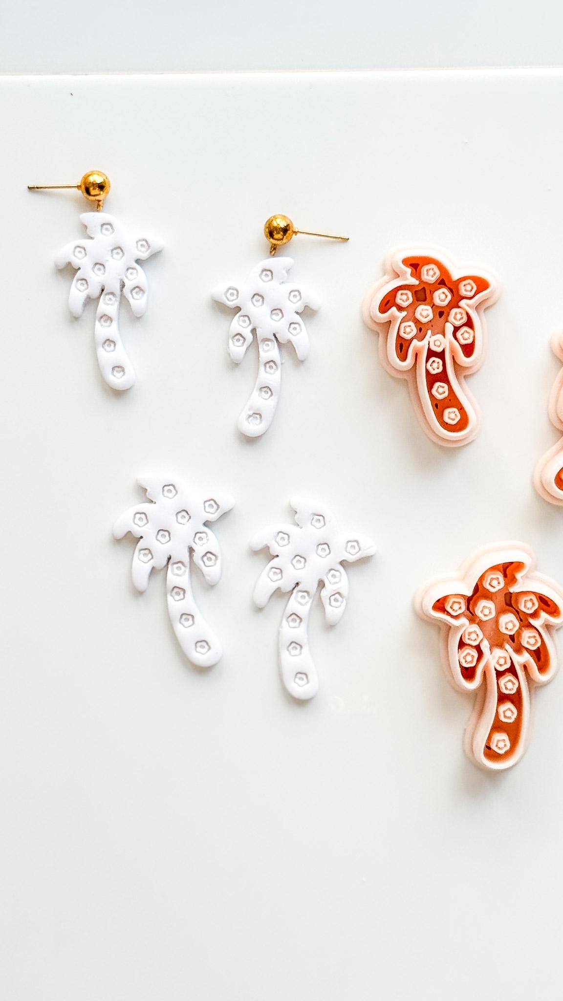 Floral Palm Tree Cutter: Flower Accented Frond Design for Polymer Clay
