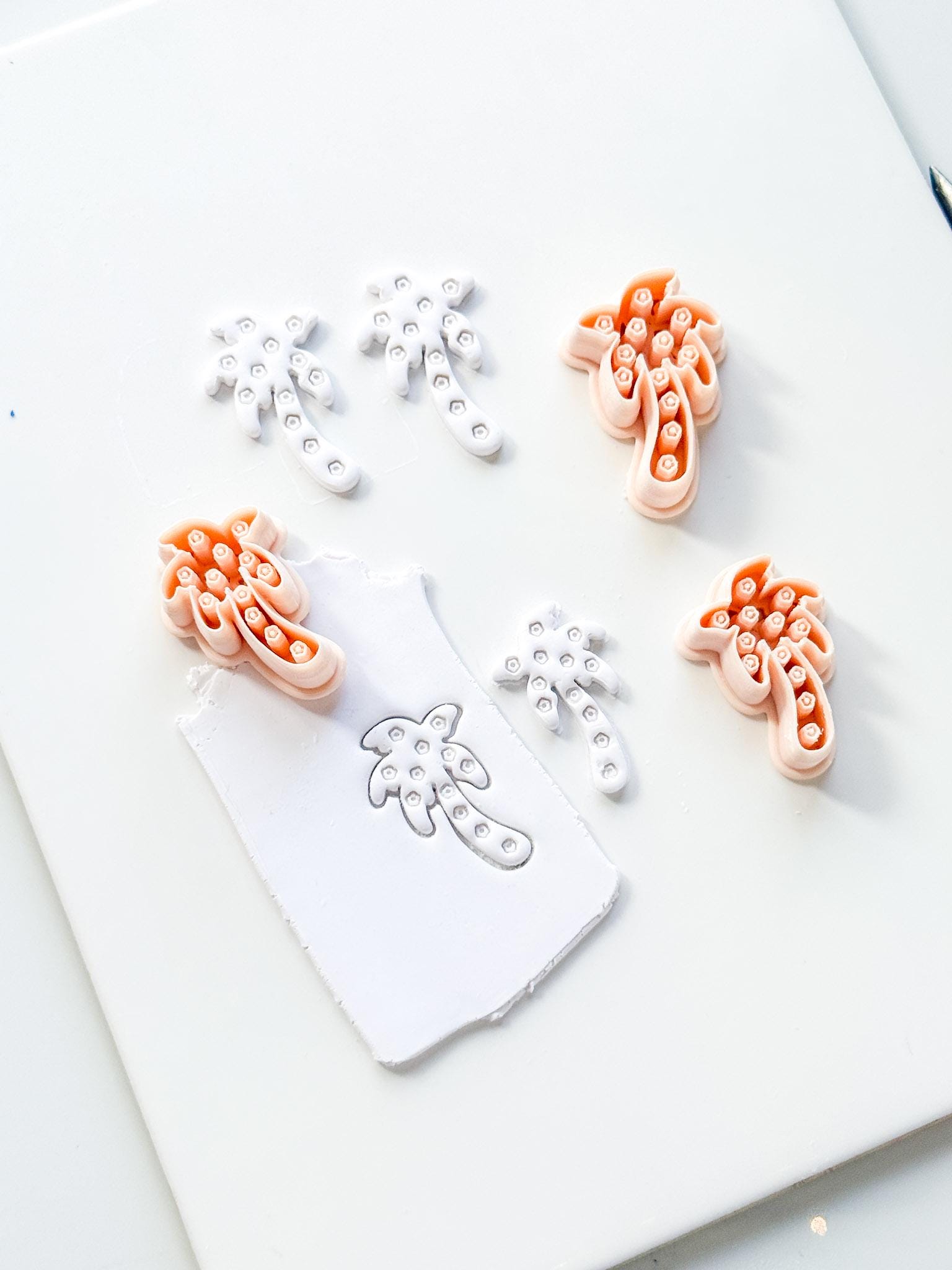 Floral Palm Tree Cutter: Flower Accented Frond Design for Polymer Clay