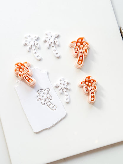 Floral Palm Tree Cutter: Flower Accented Frond Design for Polymer Clay