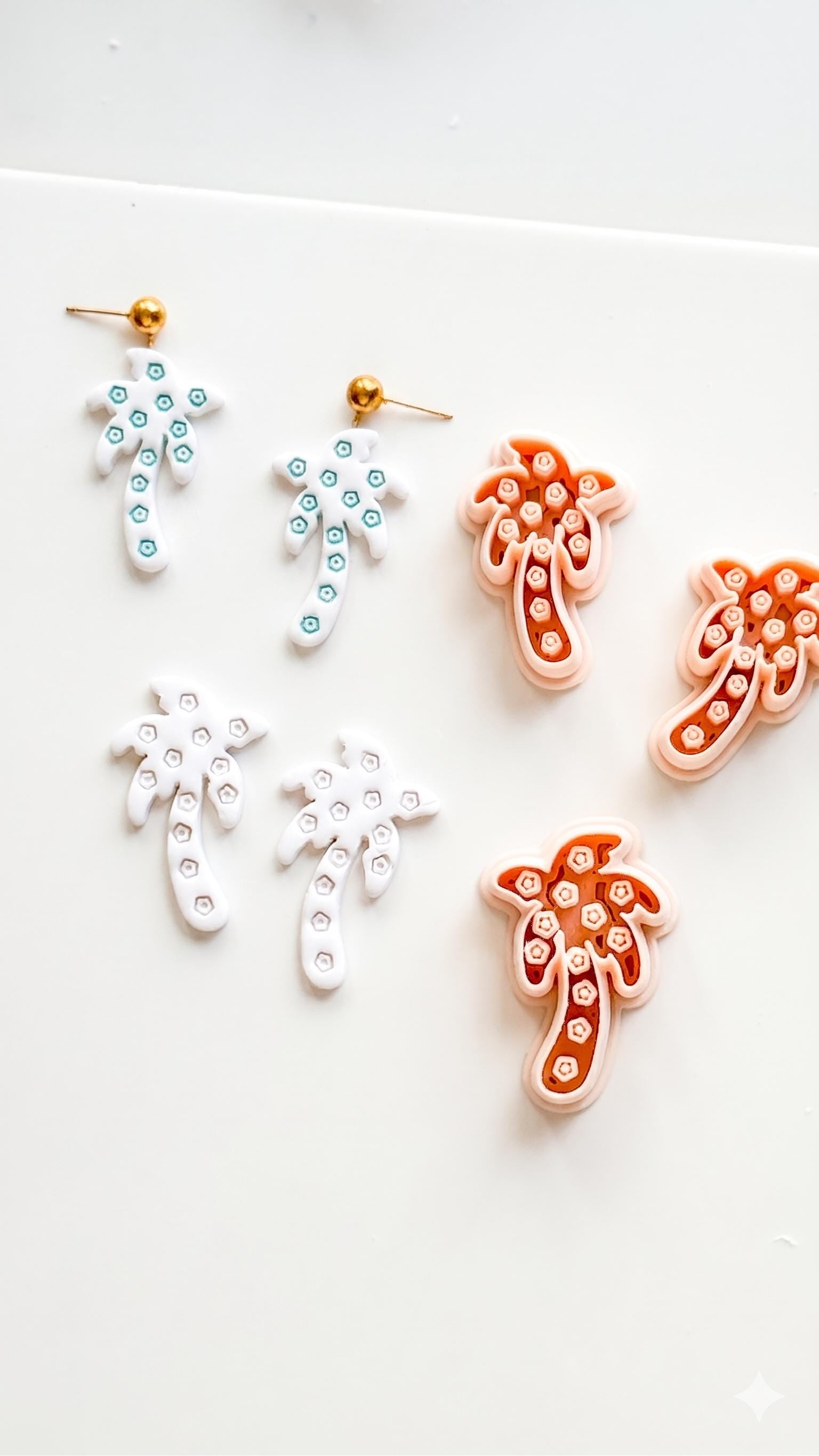 Floral Palm Tree Cutter: Flower Accented Frond Design for Polymer Clay
