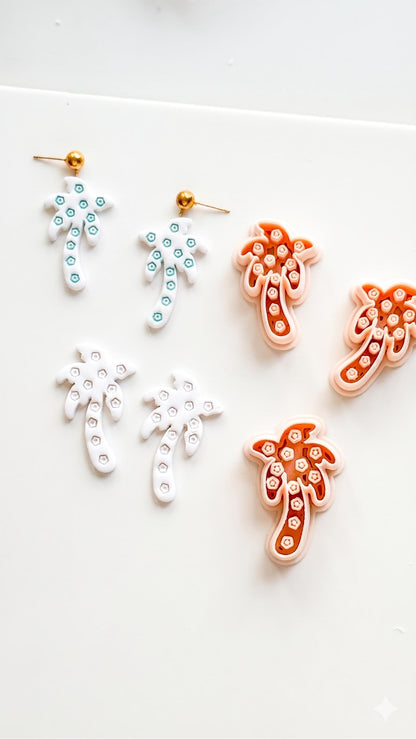 Floral Palm Tree Cutter: Flower Accented Frond Design for Polymer Clay