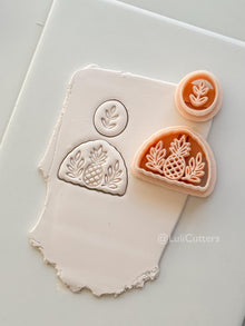 Tropical Semi-Circle Dangle Cutter: Pineapple and Leaf Motif for Polymer Clay