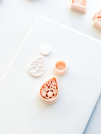The Tropic Teardrop Cutter: Palm Leaf and Hibiscus Shape for Polymer Clay