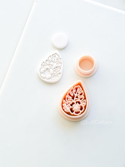 The Tropic Teardrop Cutter: Palm Leaf and Hibiscus Shape for Polymer Clay