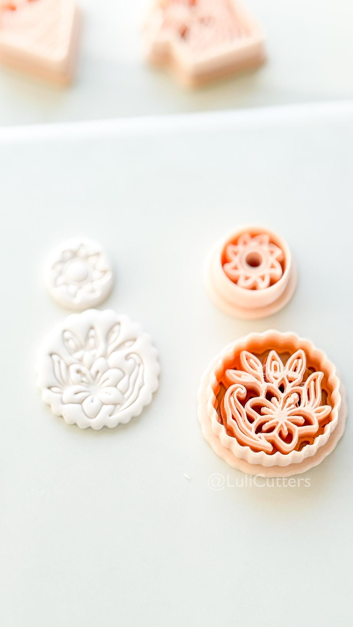 Sun Stud & Lily Scallop Drop Cutter: Floral Botanical Dangle Shape for Polymer Clay