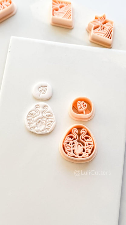 Flamingo Floral Teardrop Cutter: Tropical Bird and Hibiscus Shape for Polymer Clay
