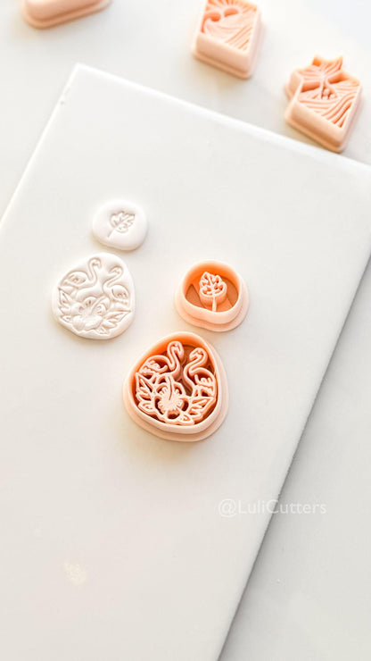 Flamingo Floral Teardrop Cutter: Tropical Bird and Hibiscus Shape for Polymer Clay