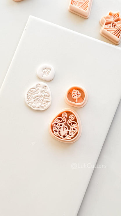 Flamingo Floral Teardrop Cutter: Tropical Bird and Hibiscus Shape for Polymer Clay