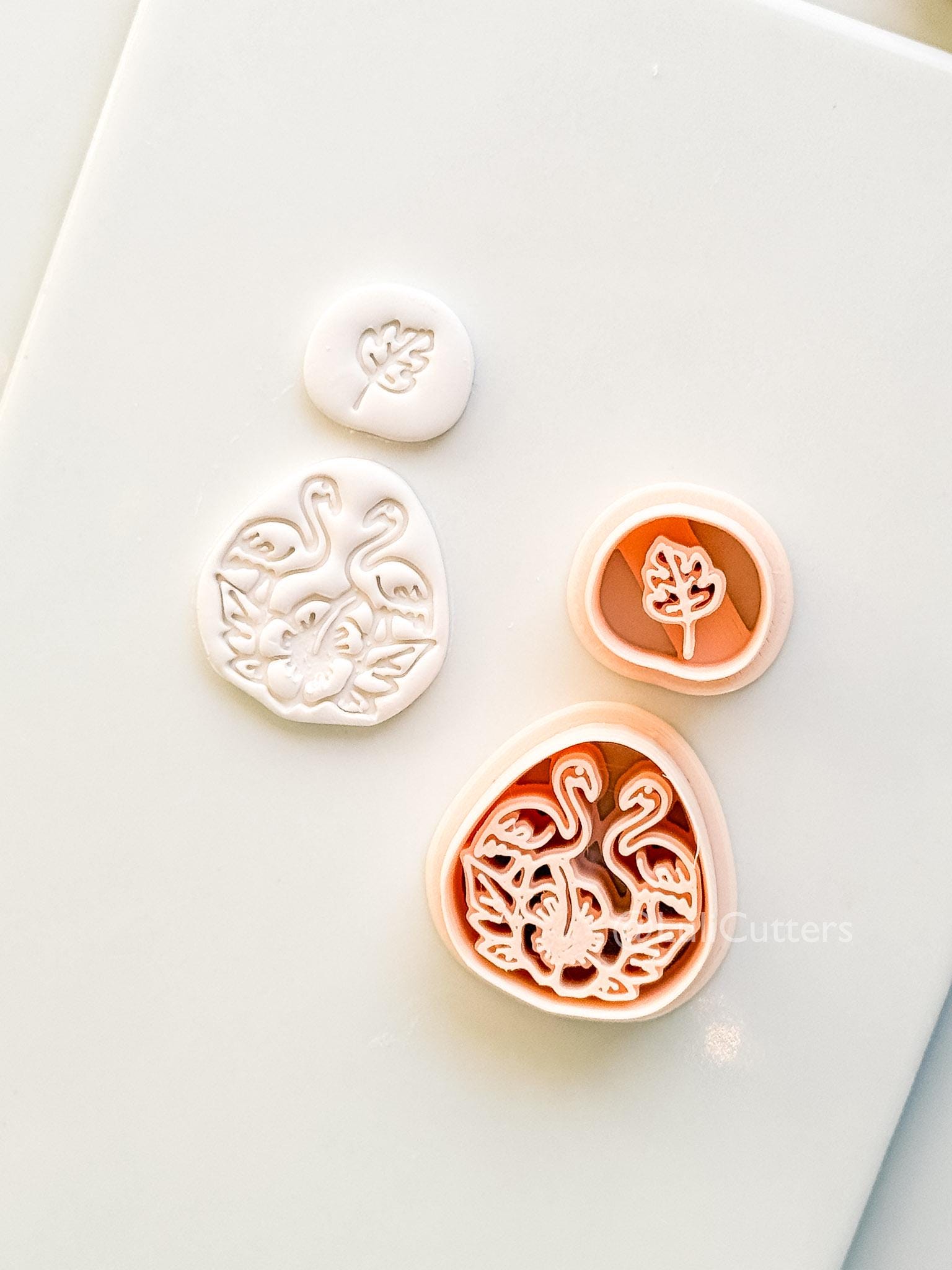 Flamingo Floral Teardrop Cutter: Tropical Bird and Hibiscus Shape for Polymer Clay